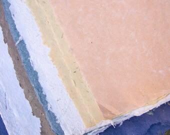 Handmade Paper in Assorted Colors - 10 Large Sheets