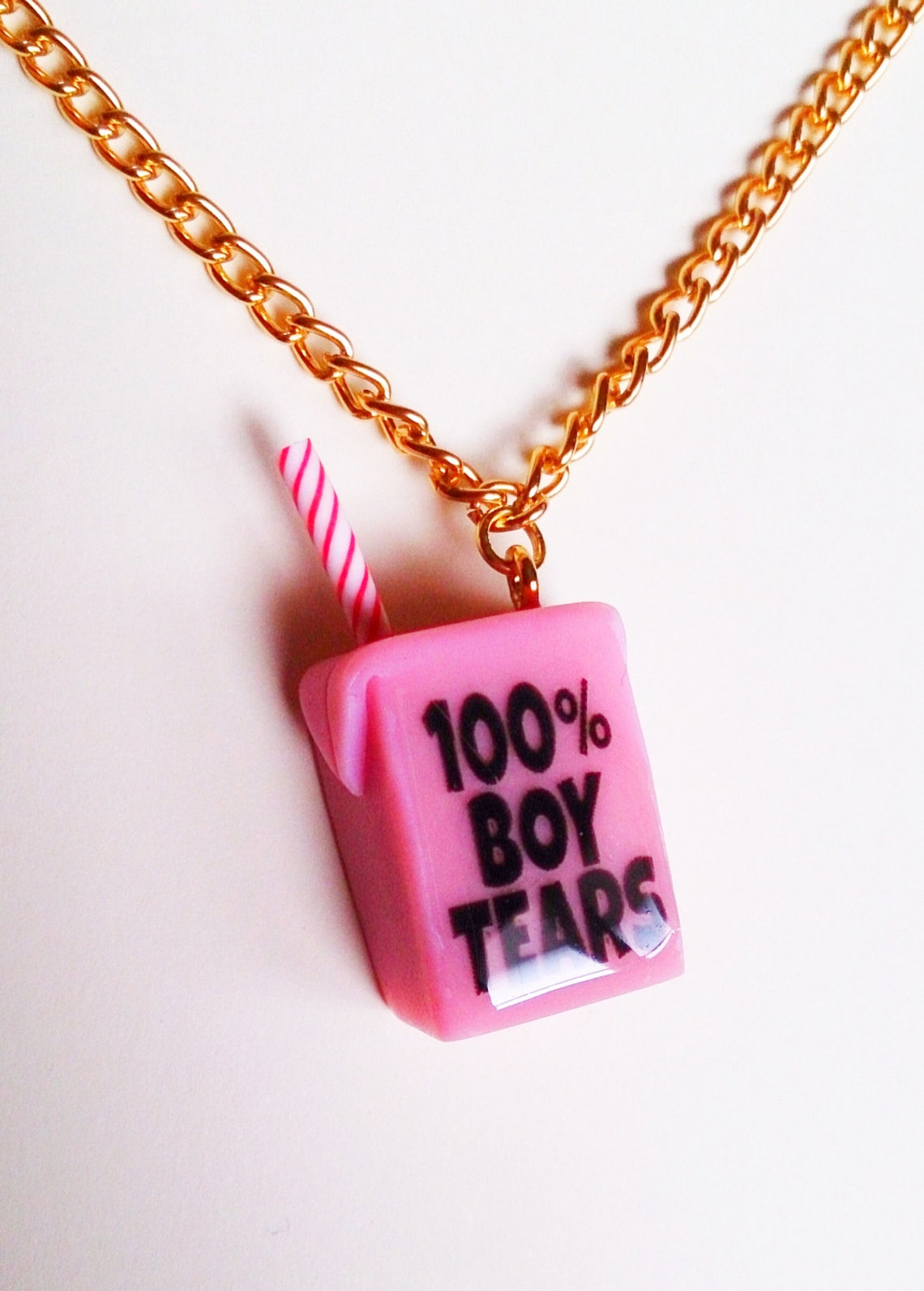 100 Boy Tears Juice Box Necklace Feminist Necklace Kawaii Etsy