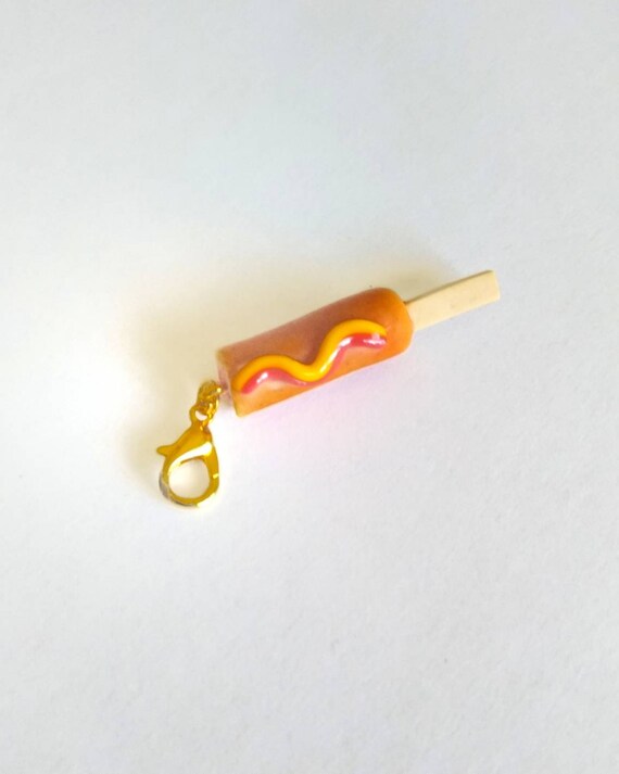 Hot Dog Keychain Polymer Clay Handmade 