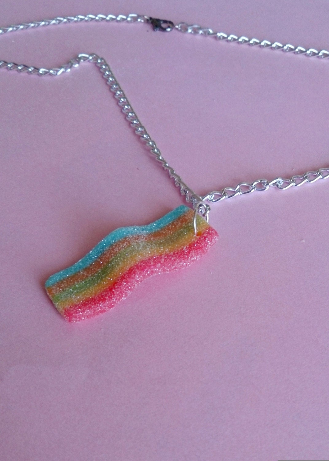 Rainbow Sour Strip Candy Necklace Unicorn Bacon Necklace Etsy