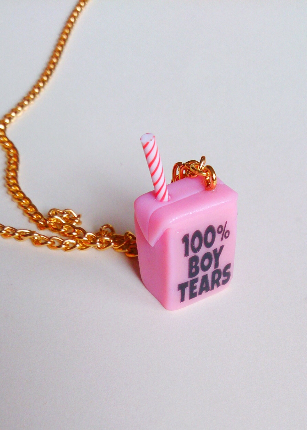 100 Boy Tears Juice Box Necklace Feminist Necklace Kawaii Etsy