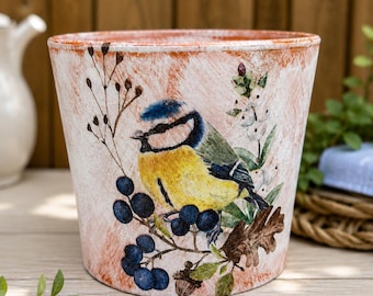 Decopodged Hand Painted Bird Planter/Indoor or Outside Flower Pot