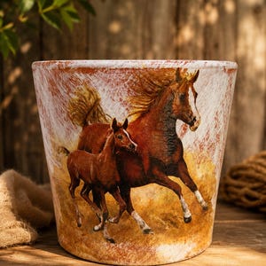 Decopodged Hand Painted Horse Planter/Indoor or Outside Flower Pot