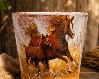 Decopodged Hand Painted Horse Planter/Indoor or Outside Flower Pot