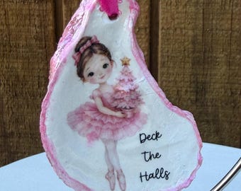 Oyster Shell Christmas Ornament/ Decopodged Girl Ornament/ Unique Gift Idea