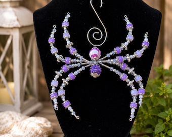 Beaded Spider Sun Catcher, Handmade Garden Decoration