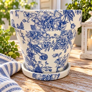 Hand Painted Terracotta Clay Flower Pot: 6 inch Decorative Planter