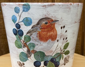 Decopodged Hand Painted Bird Planter/Indoor or Outside Flower Pot