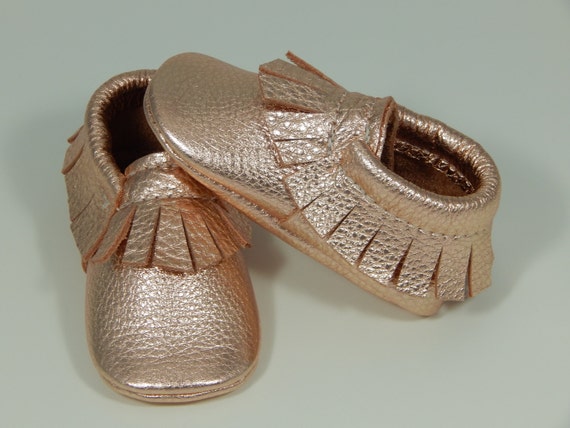 rose gold baby shoes