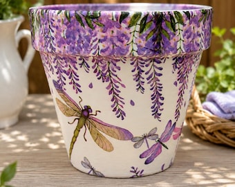 Hand Painted Terracotta Clay Flower Pot: 6 inch Decorative Planter