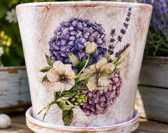 Decopodged Hand Painted Floral Boutique Planter/Indoor or Out