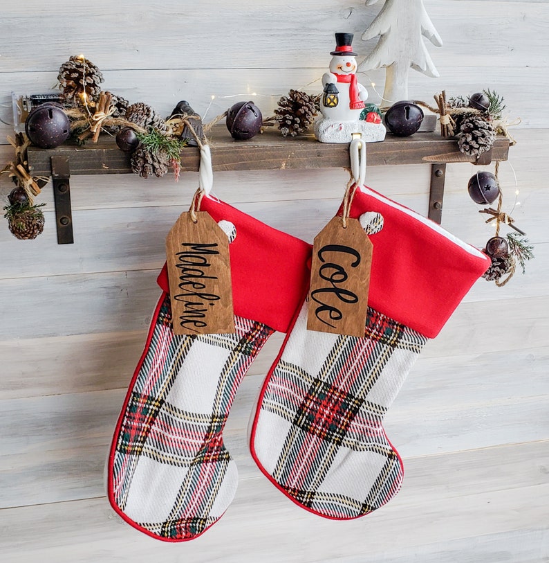 Wooden Personalized Stocking Tags Christmas Stocking Tags Etsy