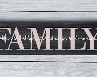 Hand Painted Personalized Family Name Board, Family Board with Names