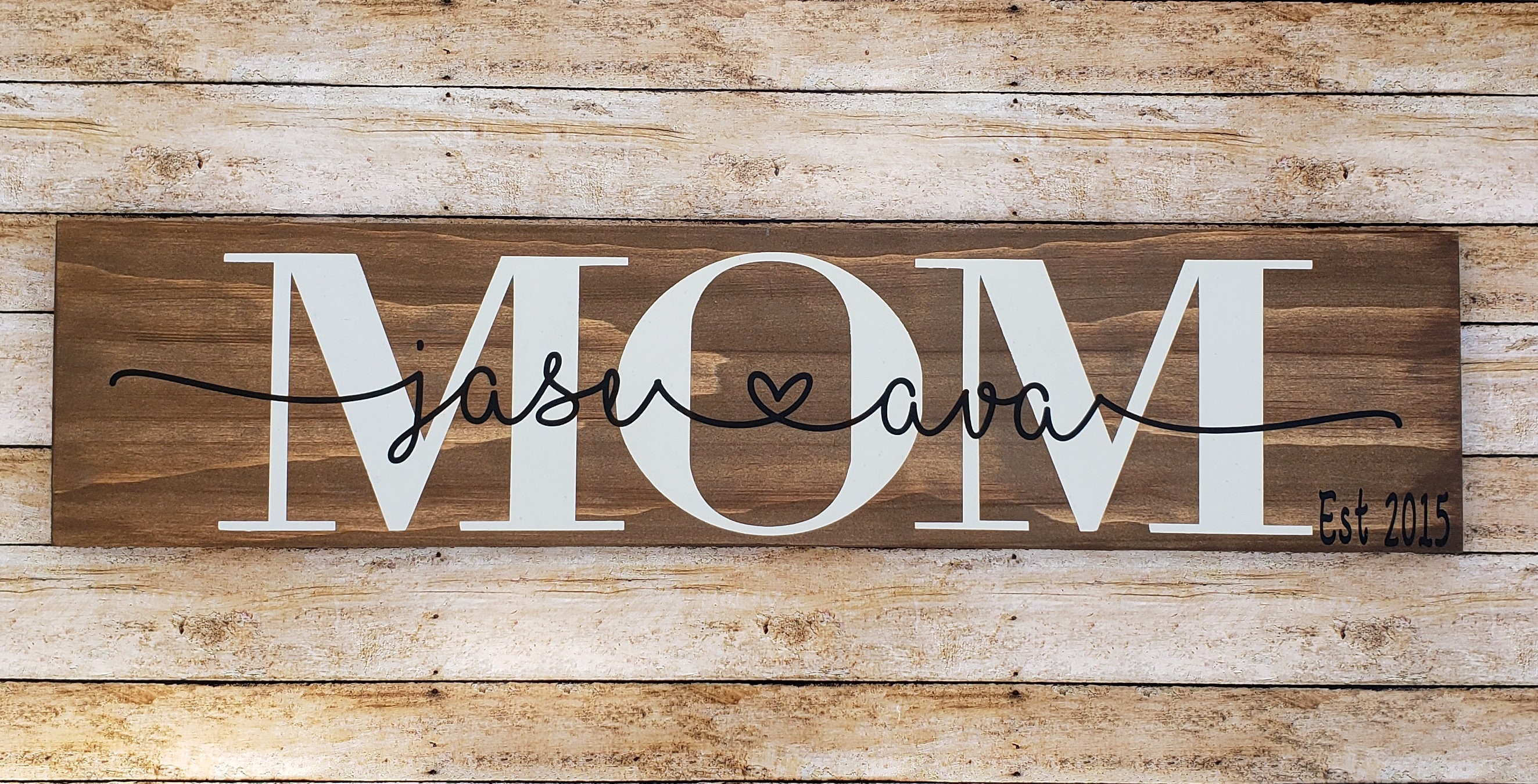Personalized Mom Sign Custom Stained Wood Mom Sign with Kids | Etsy