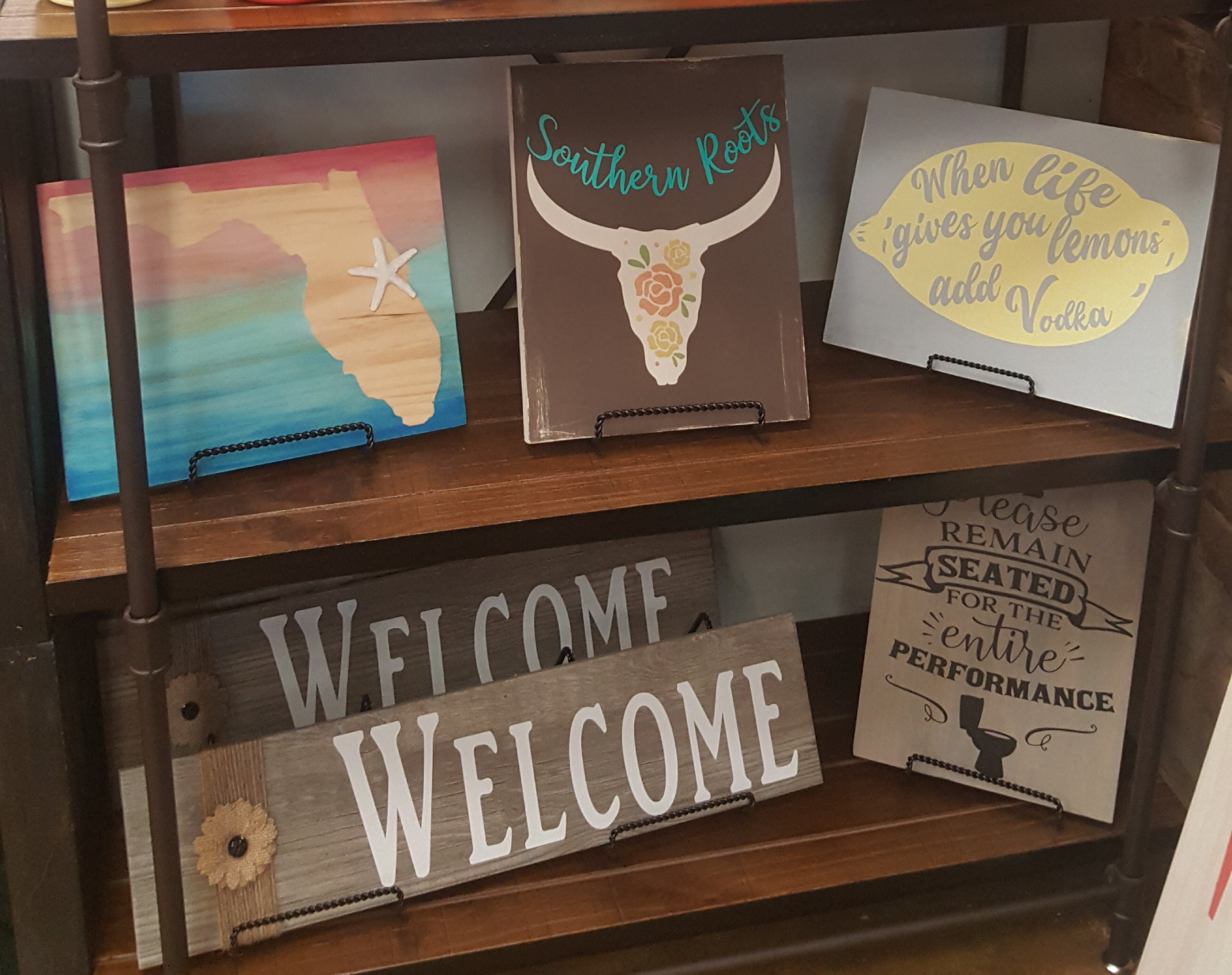 Rustic Tile Welcome Sign, Welcome Sign With Flower, Home Decor Sign - Etsy