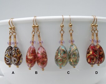 Murano GlassReconstituted Stone Earrings Glass /& Stone Victorian Earrings VICTORIAN EARRINGS