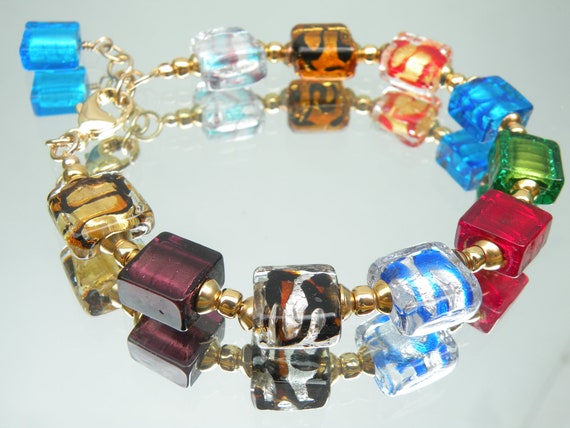Amber Murano Glass Bead Necklace: spectacular, colorful, amber -  schmuckwerk-shop.de