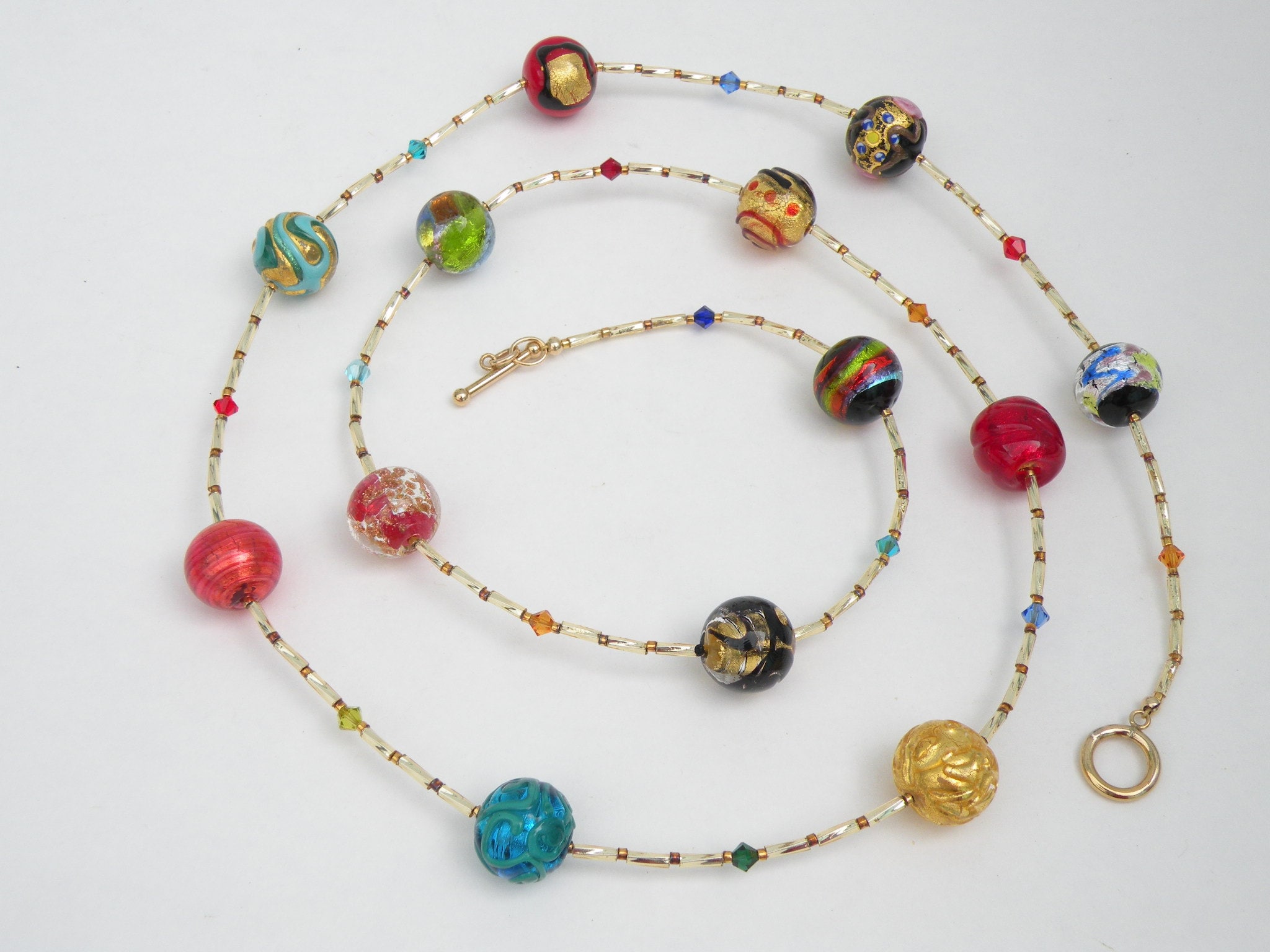 Vintage Murano Glass Beaded Necklace - Ruby Lane