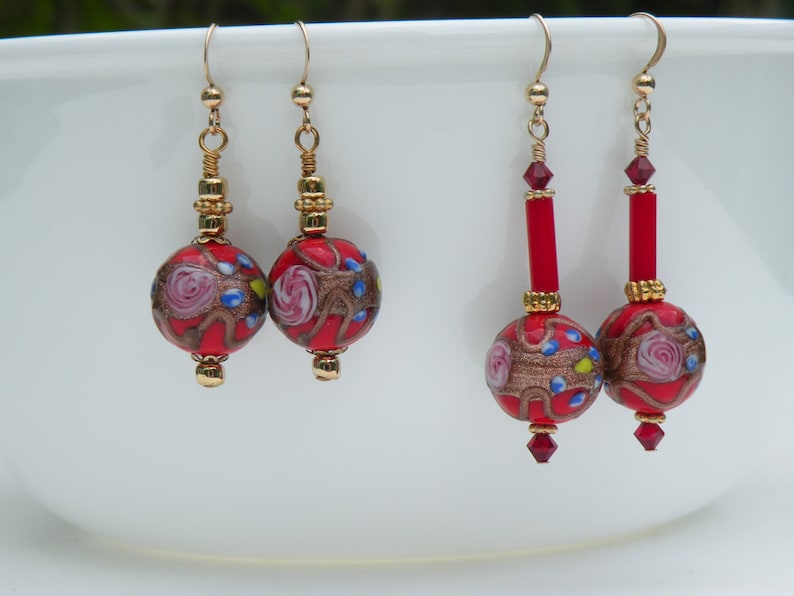 Vintage Italian Wedding Cake Beads Red Fiorato Bead Etsy