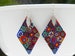 Millefiori Murano Glass Earrings; Handmade, Finest Multicolored Mosaic Canes, Smoothest Finish, Lightweight  Large 48x30mm Diamond Shaped 