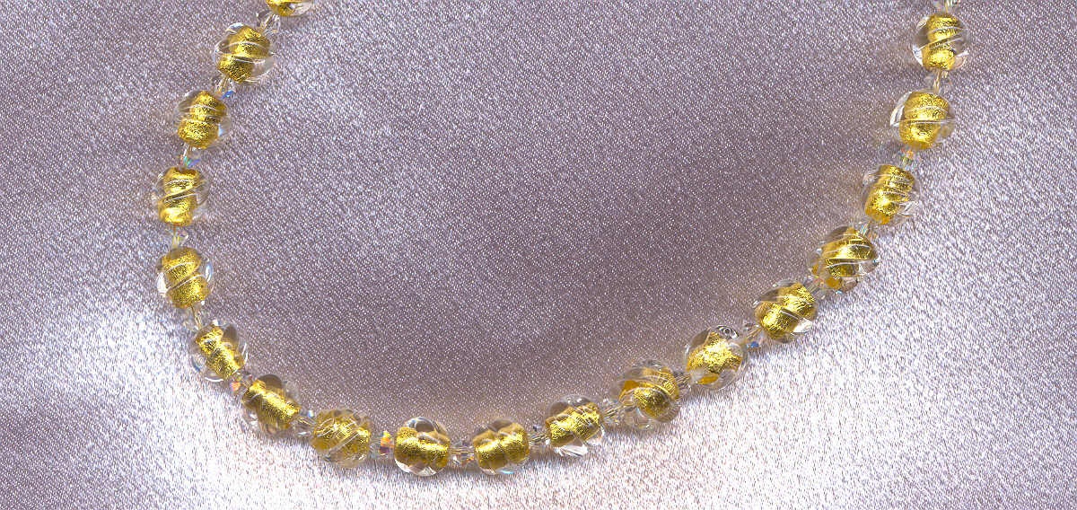 Necklace of 24 Karat Gold Foil & Crystal Murano Glass Etsy