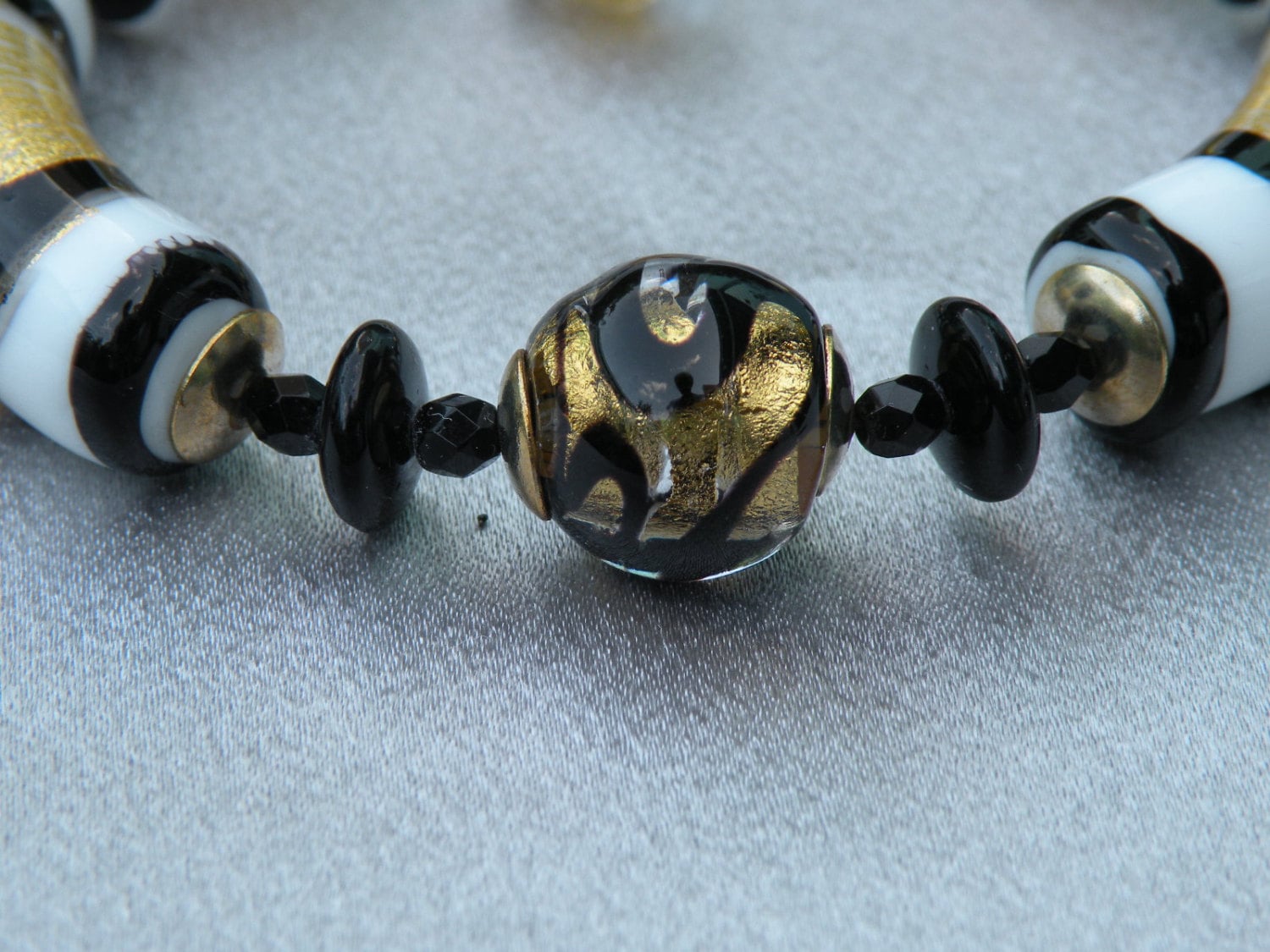 Bracelets Perles Jaunes Murano Anciennes - Verre, Sans Fermoir, Longueur 17-18cm, Neuf