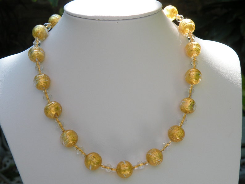 24 Karat Gold Foil 14mm Round Beads Crystal Clear Etsy