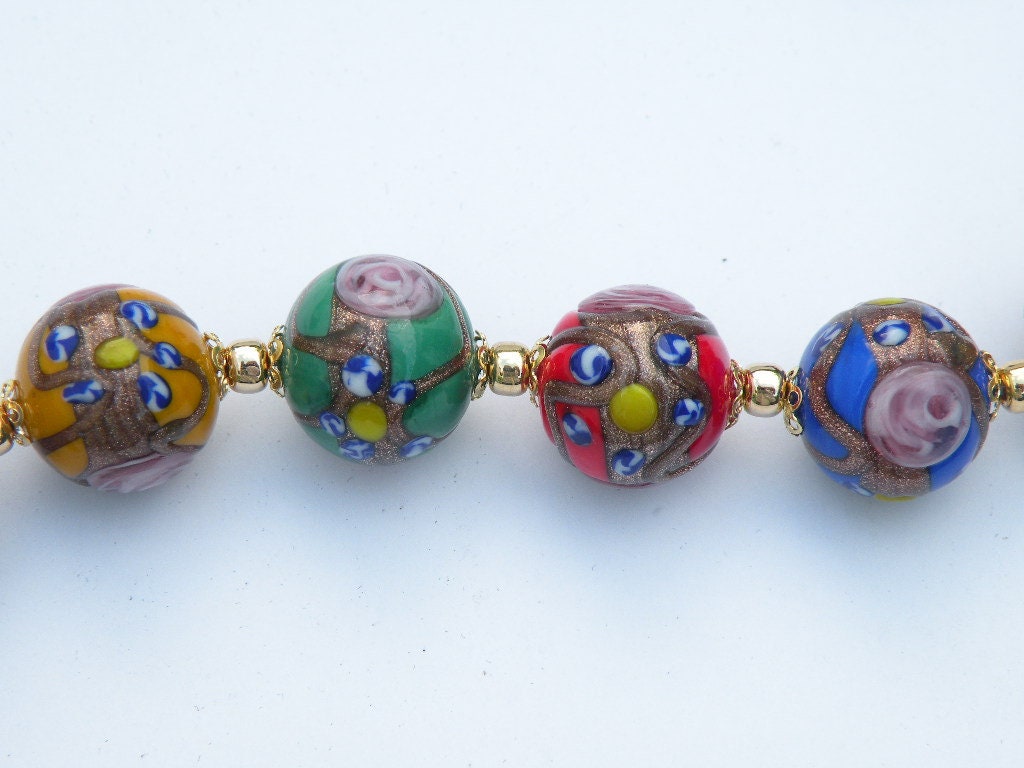 Weebee Perline in vetro di Murano sfaccettato con foro grande, perline