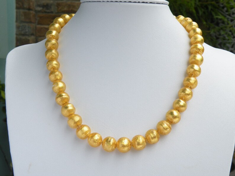 Gold Foil 24 Karat 12mm Round Murano Glass Bead Etsy
