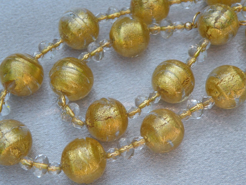24 Karat Gold Foil 14mm Round Beads Crystal Clear Etsy