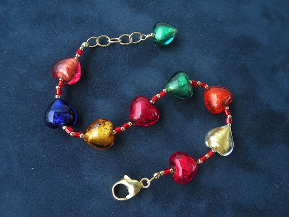 Bracciale Da Donna Con Perle In Vetro Di Murano Originale E Vera Pelle