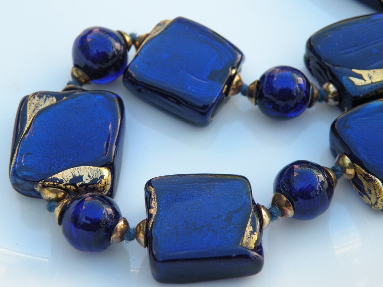 Murano glass bead necklace vintage Clearance