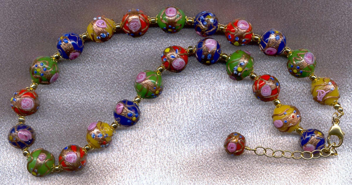 Vintage Italian Wedding Cake Venetian Beads Murano Glass 14mm