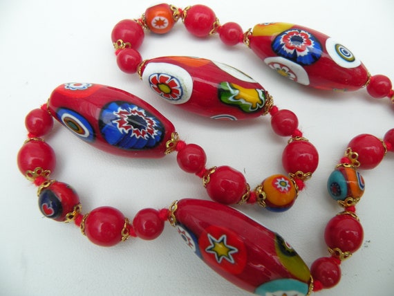 Small Red Indian Glass-Bead Necklace