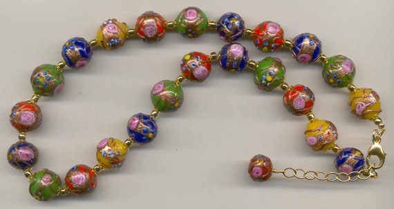 Pink Dogaressa Round 18mm Wholesale Venetian Glass Beads, Murano Glass Beads,  Blown Beads, Lampwork Beads, Millefiori