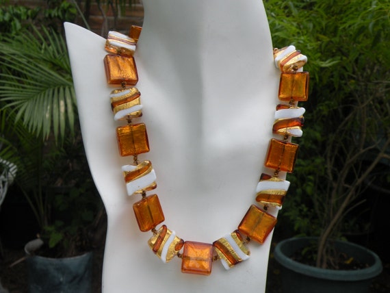 Vintage Venetian Murano Glass Bead Necklace, Misso