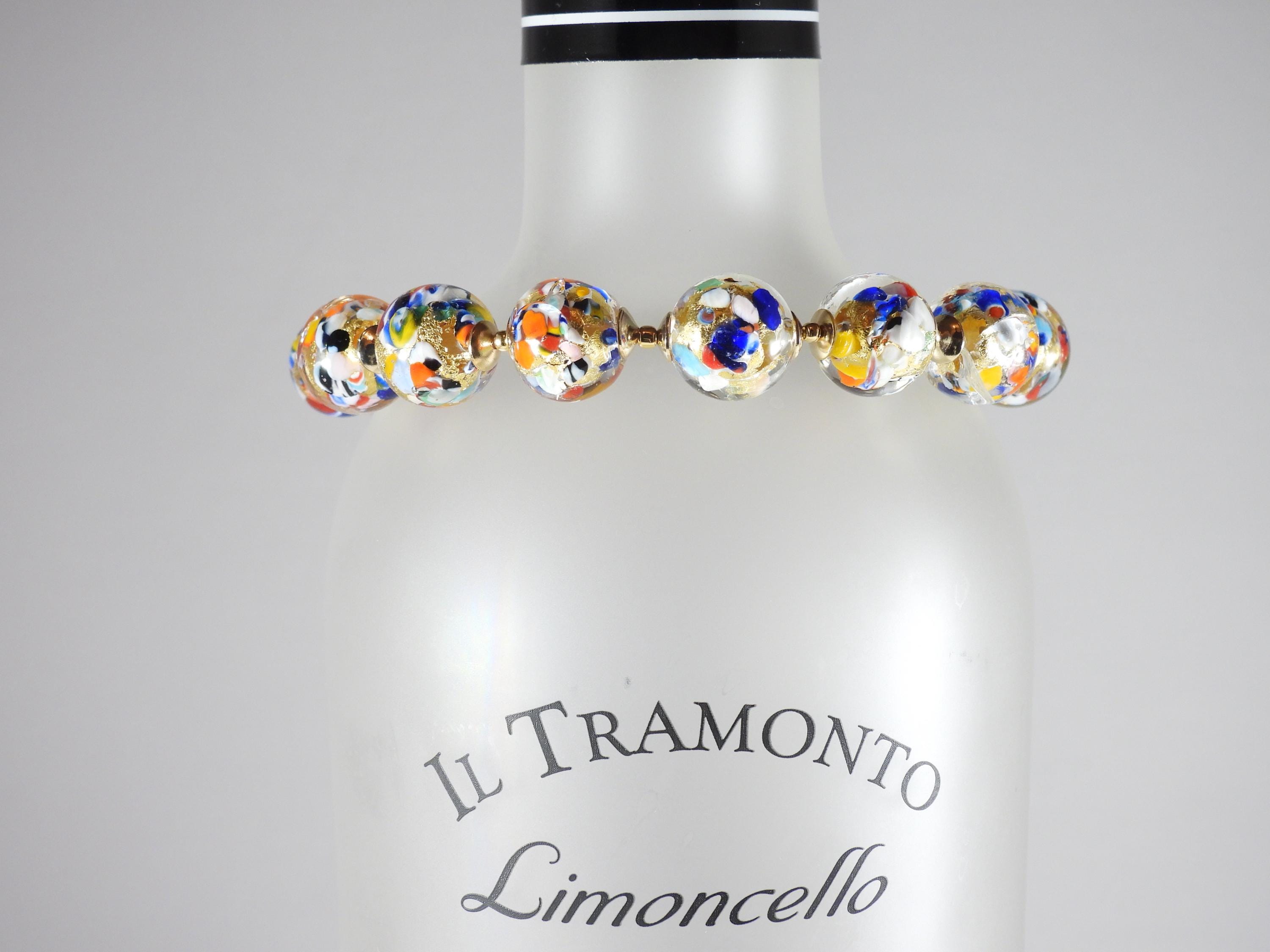 GlassOfVenice Bracciale in Vetro di Murano Perle di Mosaico Nere