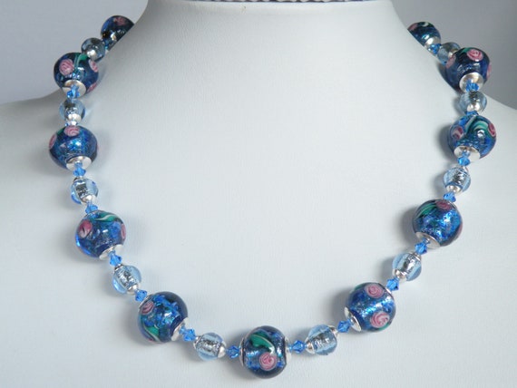 Blue murano 2024 glass necklace