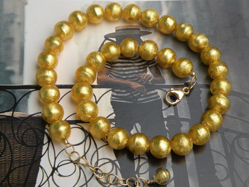 Gold Foil 24 Karat 12mm Round Murano Glass Bead Etsy