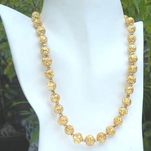 Murano Glass, 24 Karat Gold Foil and Crystal Clear Necklace, 10mm Venetian Beads, Paint Drip Style, Gold Beads with Crystal