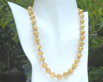 Murano Glass Necklace, 24K Gold Foil Venetian Beads, 'Paint Drip' Style