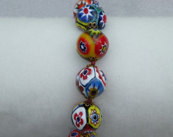 ムラーノ ベネチアンガラス ミルフィオリ ブレスレット、14 mm