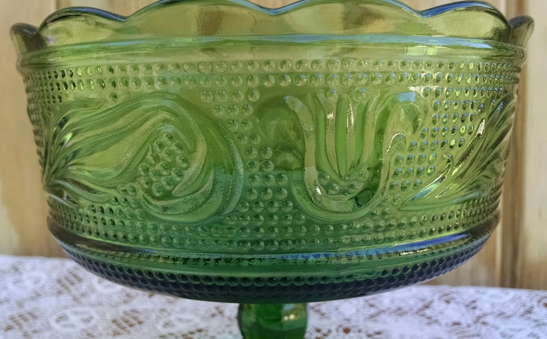 E O Brody Green Glass Compote M6000