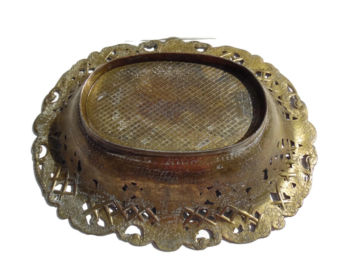 Vintage Brass Oval Bowl Made In Italy Etsy