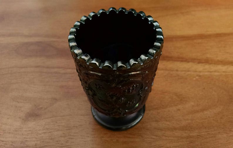 Strawberry Pattern Fenton Red Carnival Glass Footed Toothpick Holder