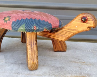 Folk Art Turtle Stool Truck Vintage Wood Baby Toys Grasshopper moving wheels moving wheels and arms/gears