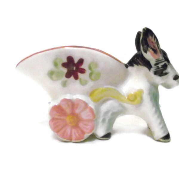 Vintage Donkey and Cart Planter,Small Ceramic