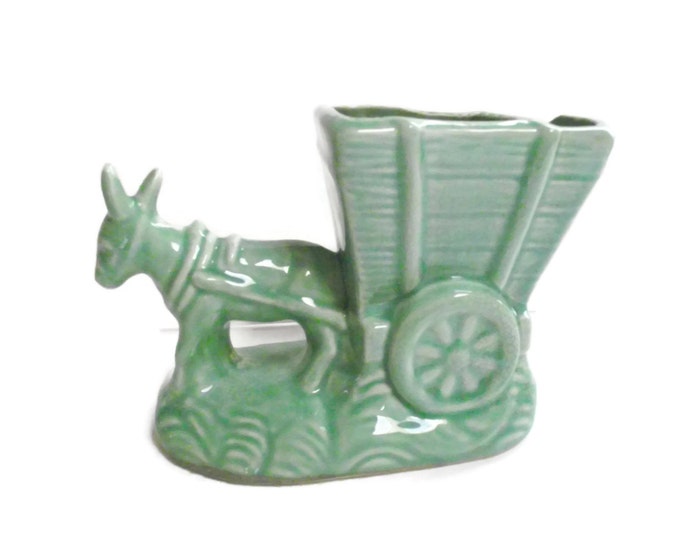 Vintage Donkey Pulling Cart Planter Etsy