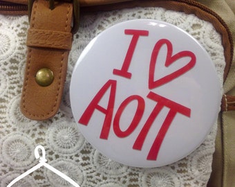 I {Heart} Alpha Omicron Pi Button or Magnet