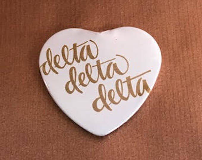 Delta Delta Delta Heart-Shaped Button